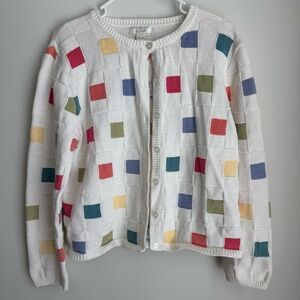 Christopher & Banks Unique Multicolor Square Pattern Cardigan Size Large